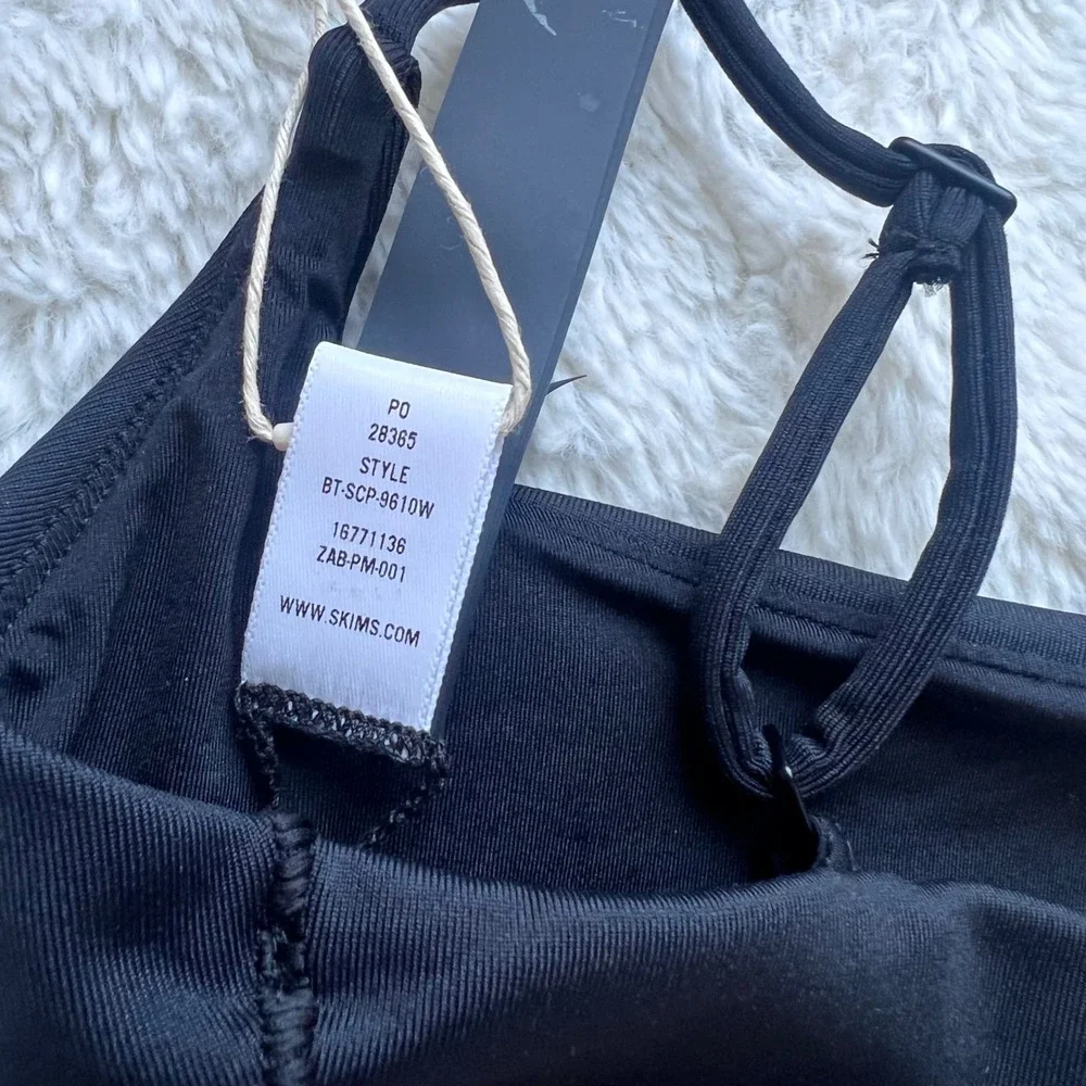 SKIMS Classic Swim Square Neck Scoop Top Obsidian Black XXS BT-SCP-9610W NWT